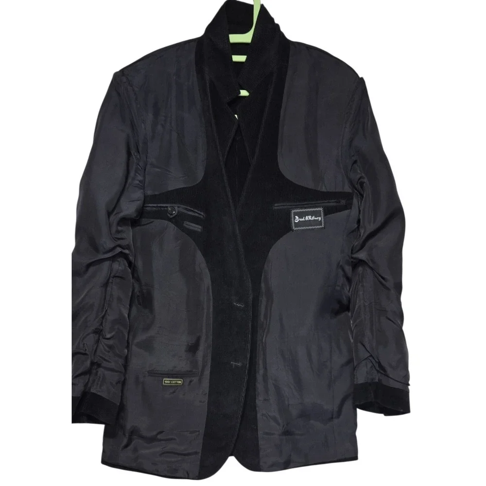 BRAD WHITNEY‎ Vintage Western Blazer Mens 40 Tall Black Corduroy Elbow Patch